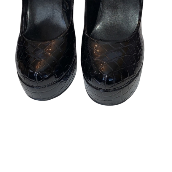 Black SZ 8-8.5 Black Croc Embossed Patent High Heel Pumps - Picture 10 of 12